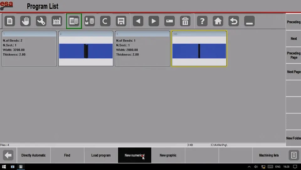 Pictures Under the Program List page, add a new numerical program