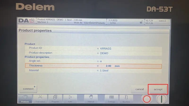 Pictures DA-53T product feature page ACCEPT button