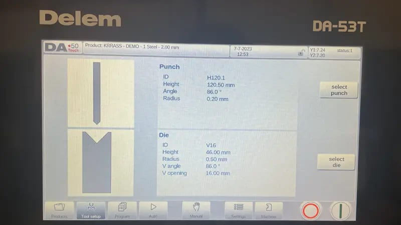 Pictures DA-53T TOOL SETUP page