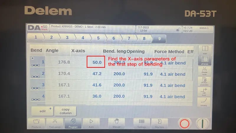 Pictures DA-53T Program First Step Parameters