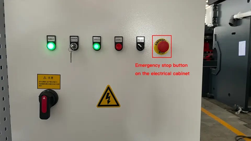 Pictures Emergency stop button on the electrical cabinet