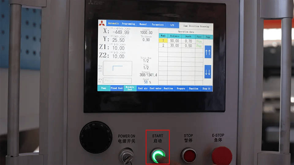 Press the start button to start working