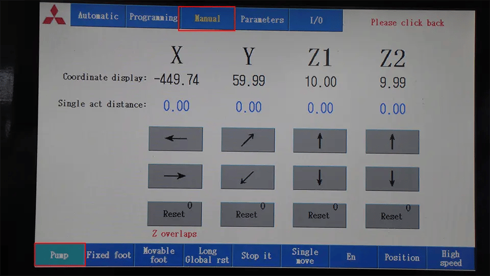 Select Manual mode and turn on the Oil Pump