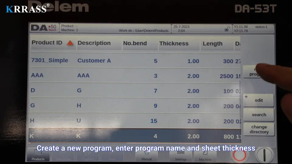 1. Create a bend program