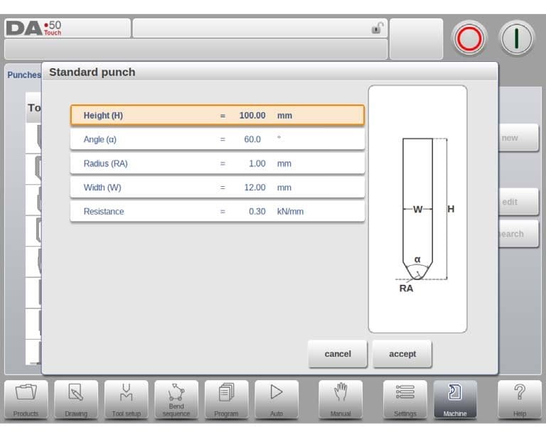 Pictures DA58T Create a Standard punch
