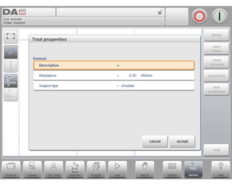 Pictures DA58T Standard punch Tool Properties