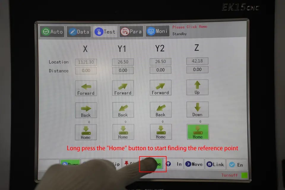 Long press the Home button to start finding the reference point