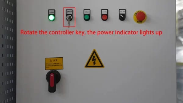 Rotate the controller key, the power indicator lights up