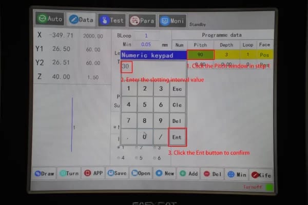 Set the slotting interval of step 1