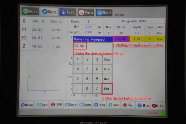 Set the slotting interval of step 2