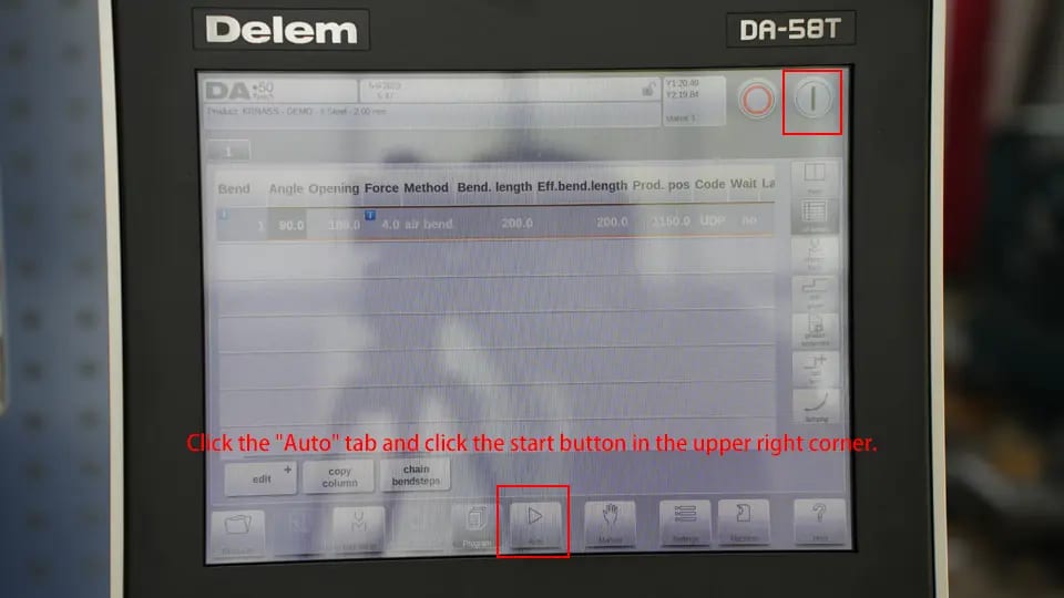 6. Click the Auto tab and click the start button in the upper right corner