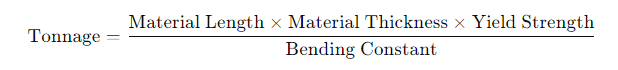 how to calculate press brake tonnage