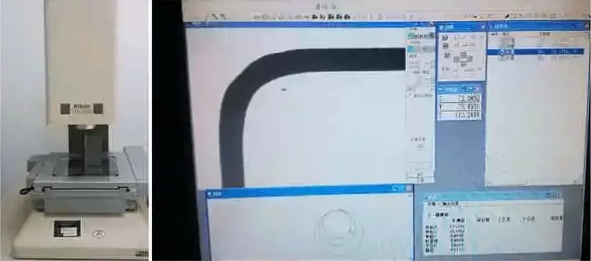 Pictures Fig. 4 Optical measuring instrument and bending R-angle measurement