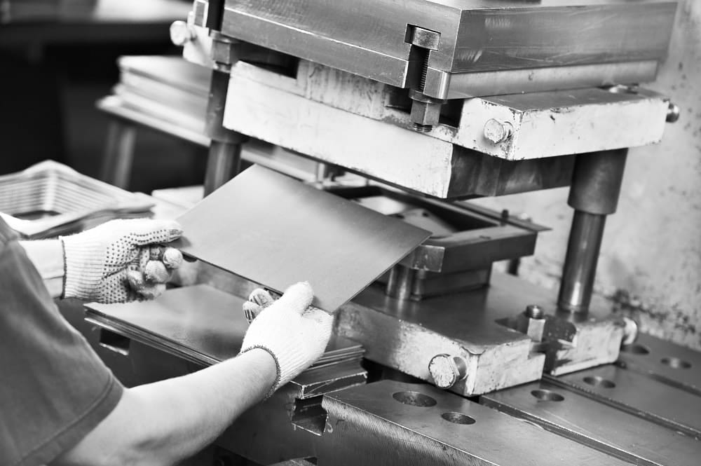 Pictures shearing process in sheet metal