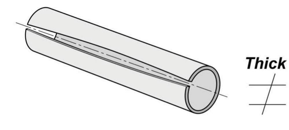 Pictures When a machine crowned for thin plate forms heavier material, it can create a concave defect, like a barrel.