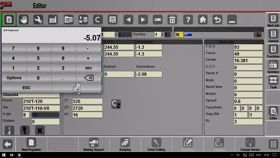 Enter the correction parameters for the X axis