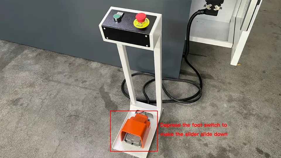 Depress the foot switch