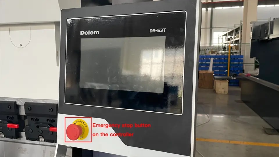 Emergency stop button on the controller