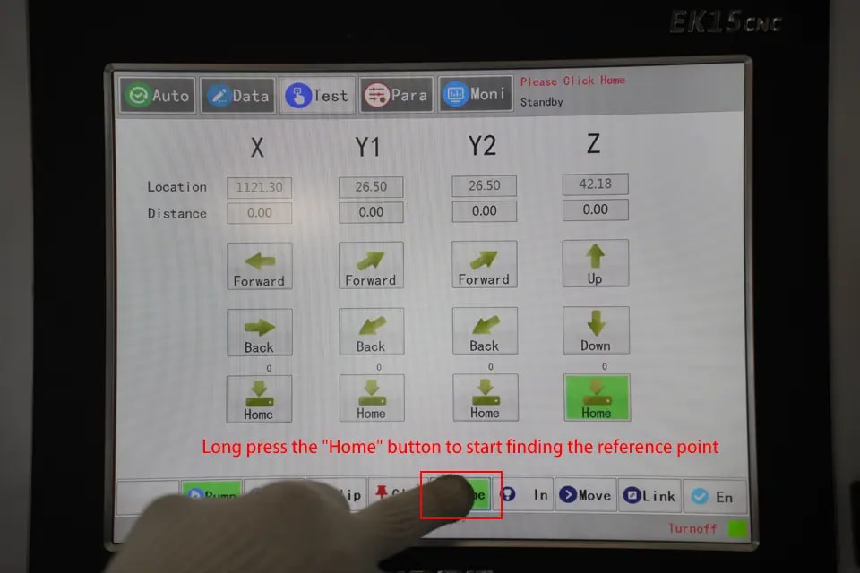 Long press the Home button to start finding the reference point