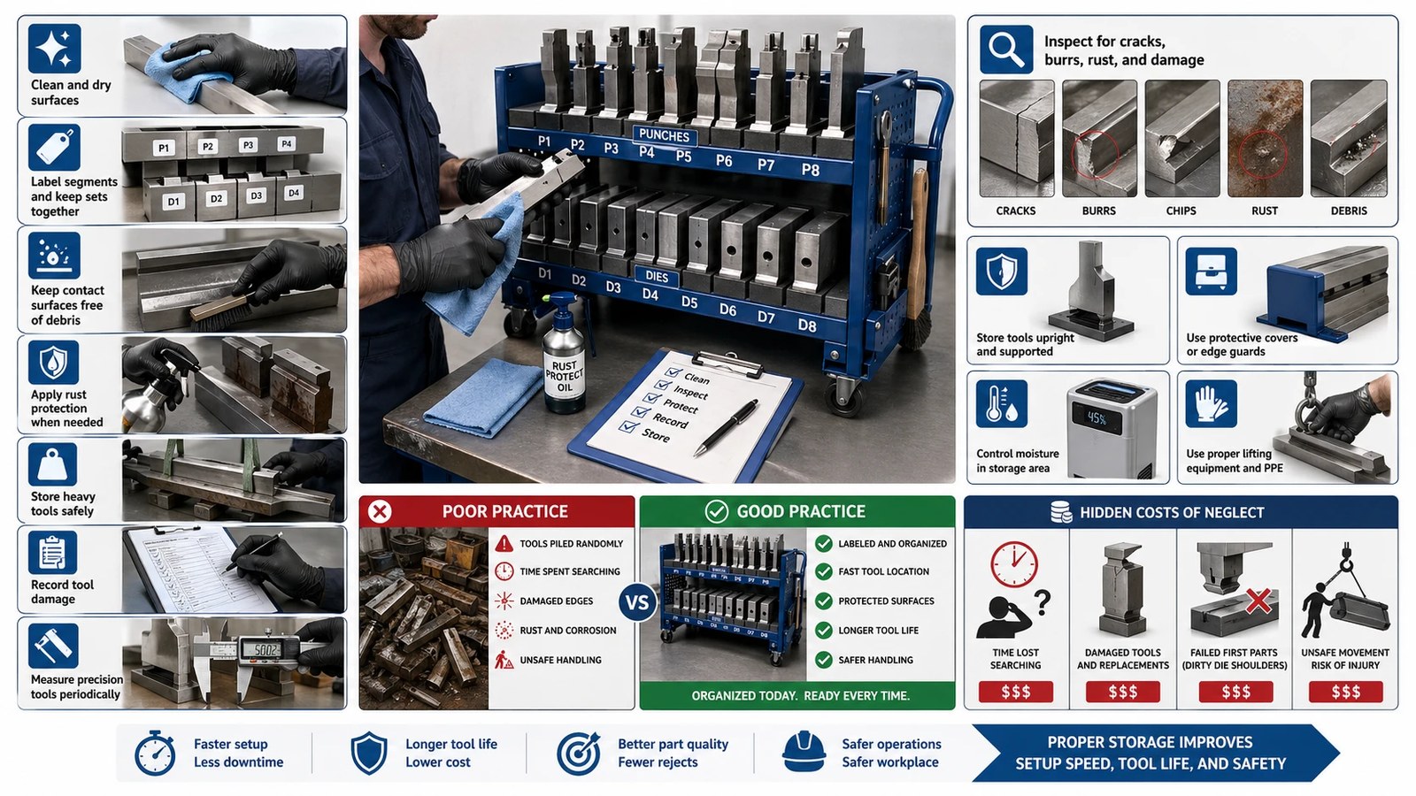 Neglecting tooling maintenance and storage