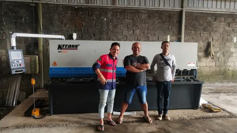 Hydraulic shearing machine and NC Press Brake Indonesia customer factory