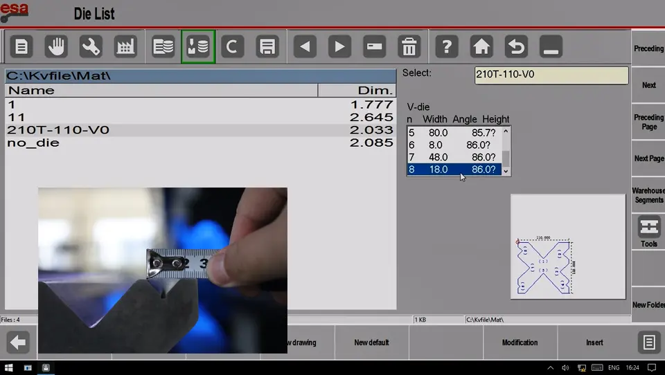 Die data corresponds to the actual - lower die