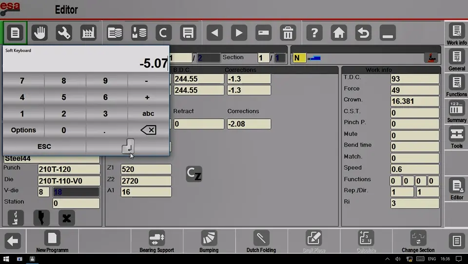 Enter the correction parameters for the X axis