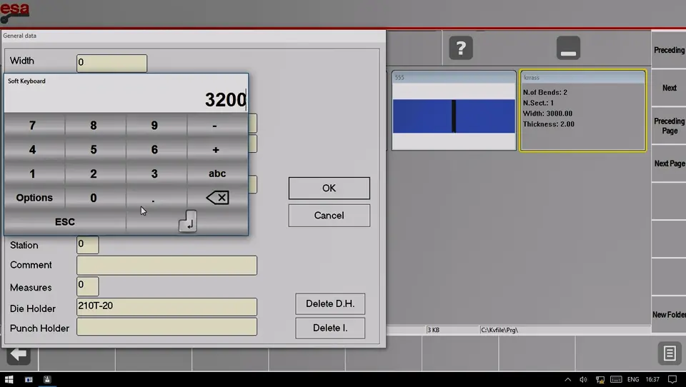 Input sheet width