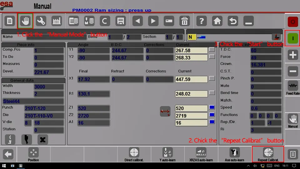 Under the “Manual Mode” page, find the reference point