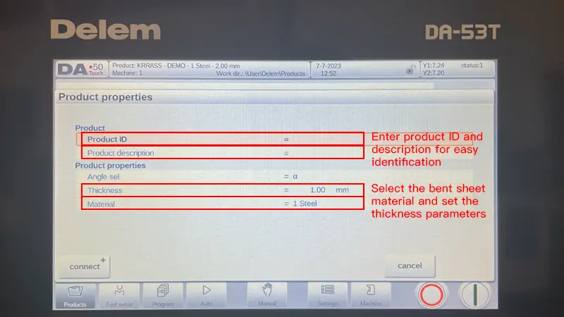 DA-53T Controller product properties Page