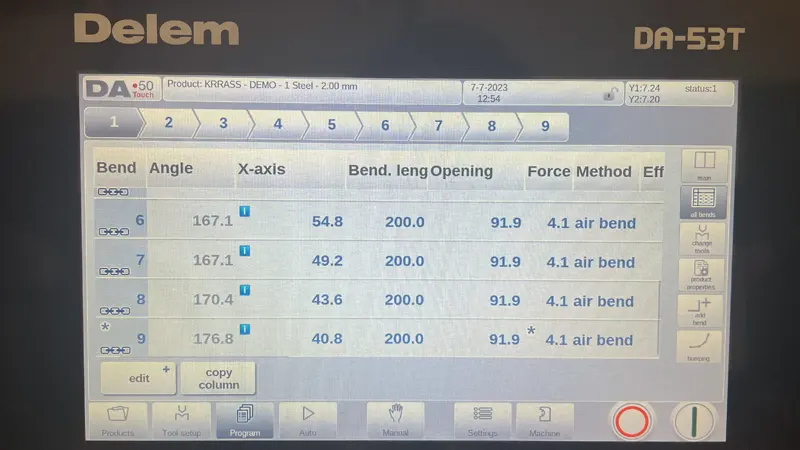 Check the parameters of all working steps for errors