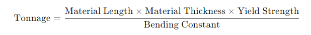 how to calculate press brake tonnage