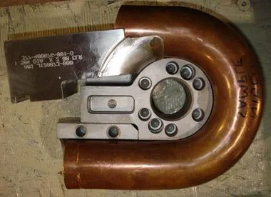 Figure 9. Even soft material like copper undergoes some amount of radial growth once the workpiece is unclamped after bending. As the material becomes harder and the radius smaller, radial growth becomes more pronounced.