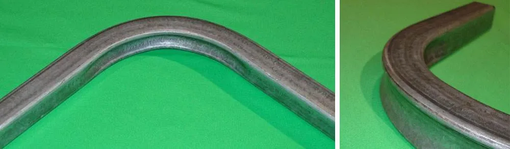 Figure 4. In this example, the square tube was deliberately deformed on the inside radius, producing a concave surface on the outside and preventing excessive stretching.